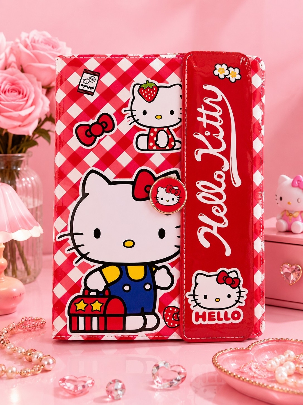 Hello Kitty Red and White Gingham Notebook